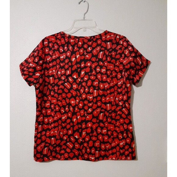 Maison Scotch Marie's must have silk leopard print 2 loose fit blouse Red gold - Picture 3 of 11